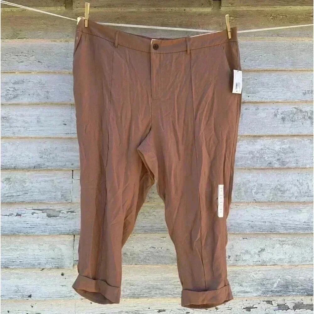 A new‎ day womens dress pants tapered dark tan academia career  plus size26